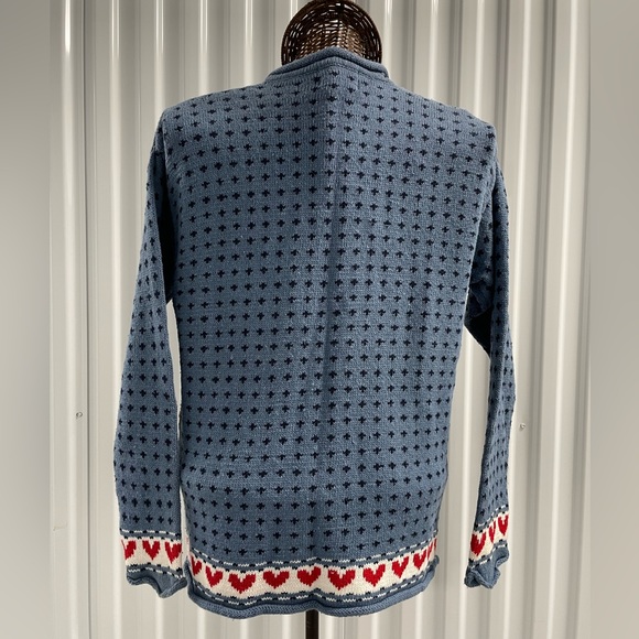Vintage 1995 SML Sport Hand Knit Hearts ❤️ Button Up Cardigan Sweater size Small - Picture 5 of 10